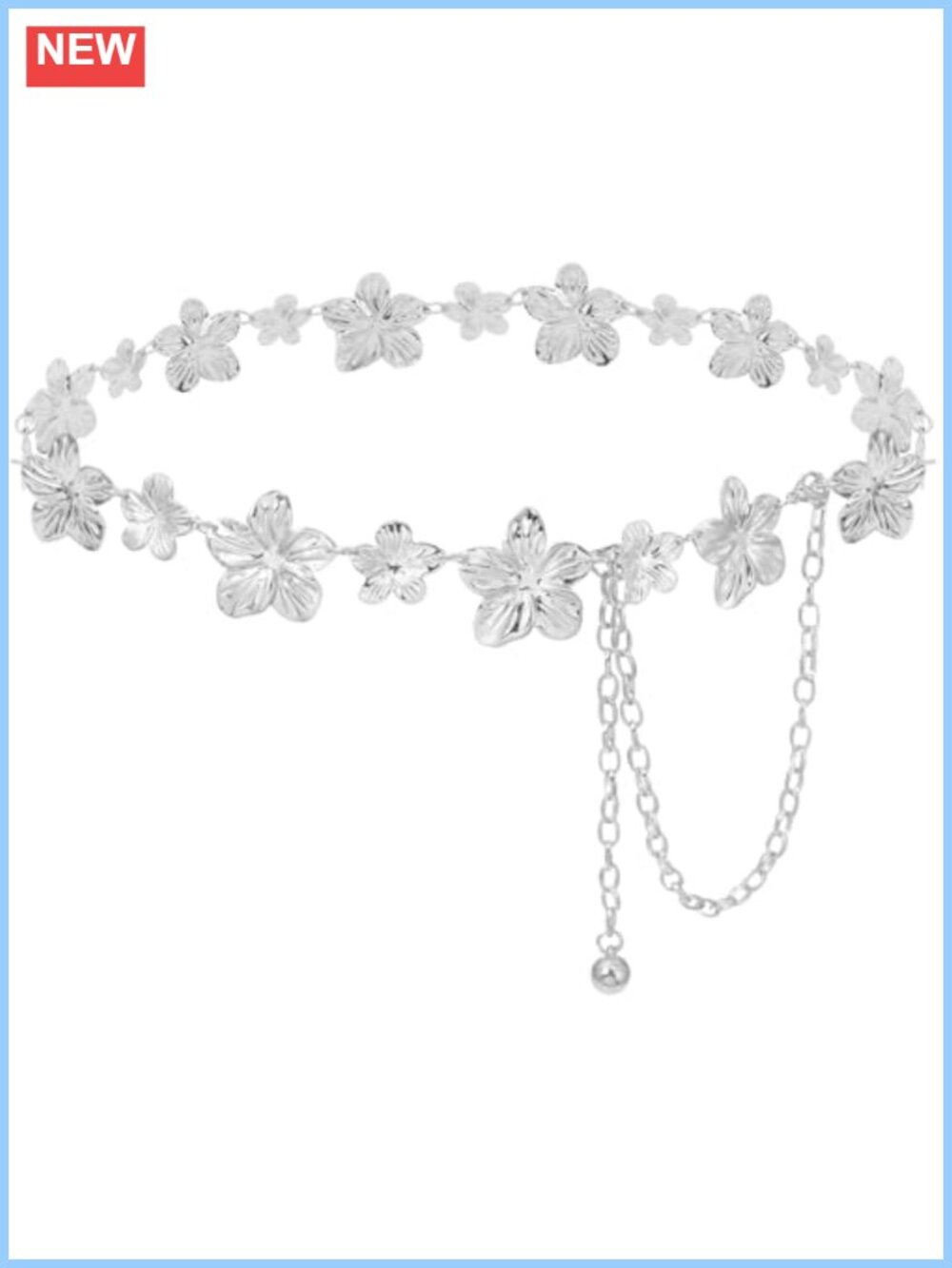 Metal Waist Chain Belt Flower Link Body Jewelry for Dresses